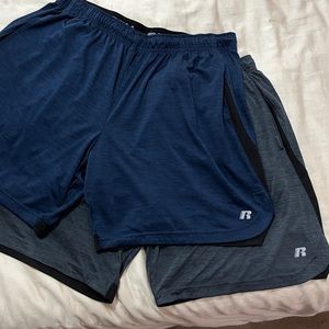 Two pair of Russell Athletic shorts for men, XL